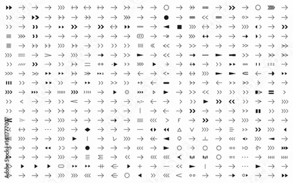 Obraz Diverse collection of black and white directional symbols