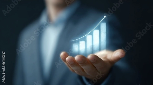 Fototapeta Business Growth Concept with Bar Chart and Future Projection Hand