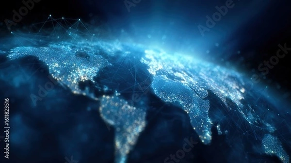 Fototapeta Global Network Connection Illustration with Glowing Earth Elements