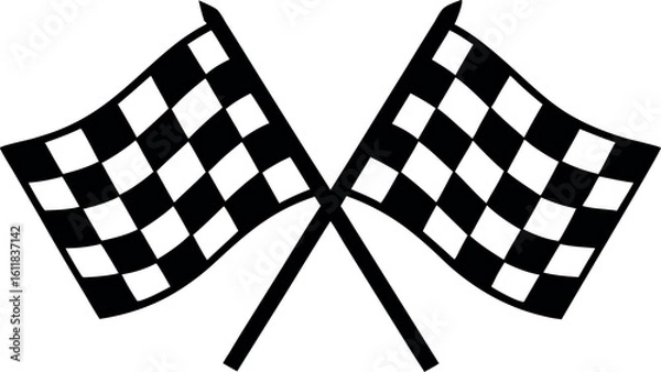 Obraz checkered flag flag silhouette vector, checkered racing  clip art, winner flag black symbol