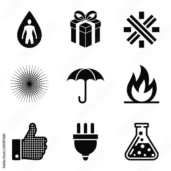 Fototapeta Diverse Vector Icon Set Black and White Collection Representing Various Concepts and Utilities for Design Projects