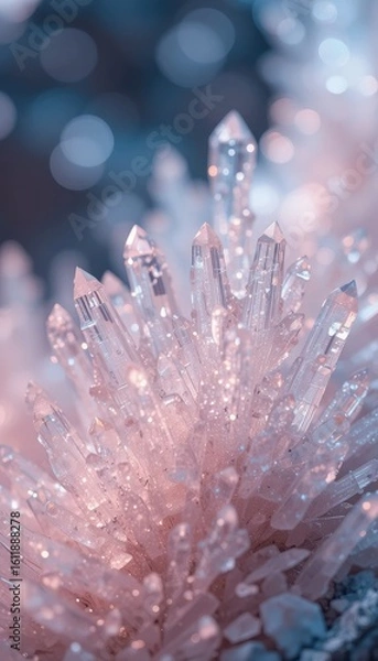Obraz Crystal cluster soft light quartz pink