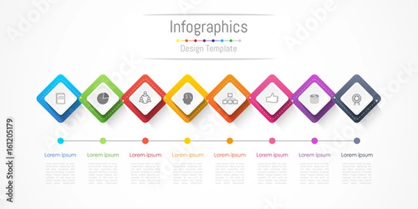 Fototapeta Infographic design elements for your business with 8 options, parts, steps or processes, Vector Illustration.