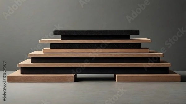 Obraz Stack of books arranged on black background representing knowledge and education