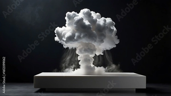 Obraz White smoke rising on black background abstract steam and fog design