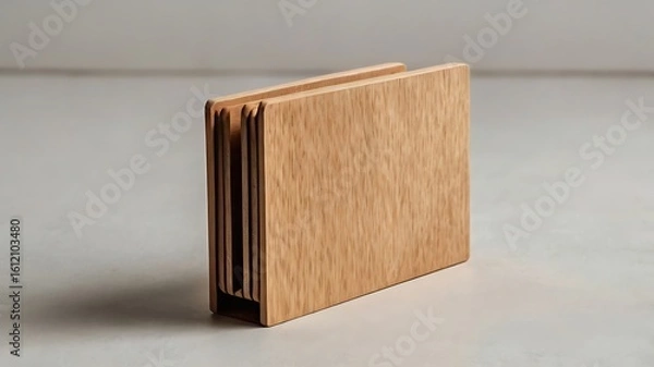 Obraz Old book resting on wooden table with brown cover and blank pages