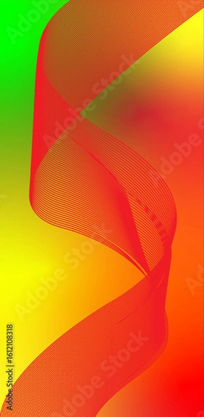 Fototapeta Abstract Red Ribbon on Colorful Gradient Background