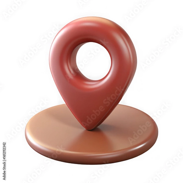 Fototapeta 3d red map pin location marker isolated on transparent background