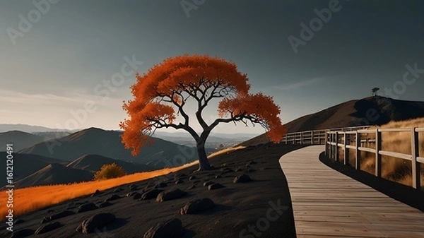 Obraz Winter sunset in the mountains with snow-covered trees and peaceful landscape