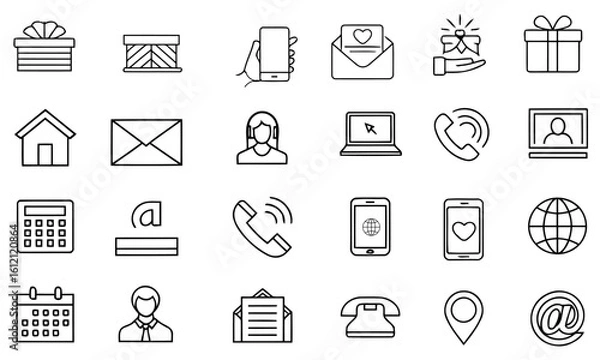 Fototapeta Collection of hand drawn business and communication icons