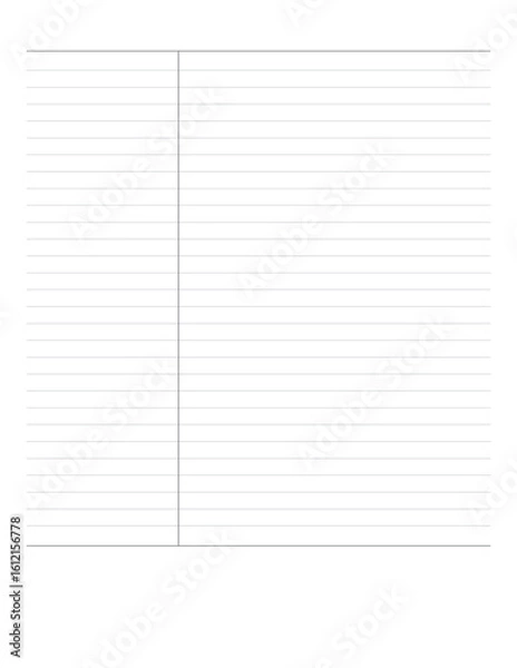 Fototapeta A printable Cornell Notes layout in actual US Letter size (8.5x11 inch), ideal for students, journaling, and academic note-taking. Minimalist and aesthetic design.
