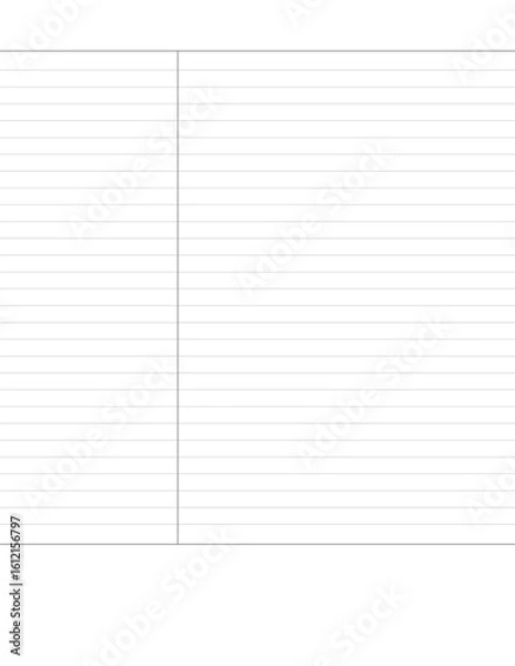 Fototapeta A printable Cornell Notes layout in actual US Letter size (8.5x11 inch), ideal for students, journaling, and academic note-taking. Minimalist and aesthetic design.