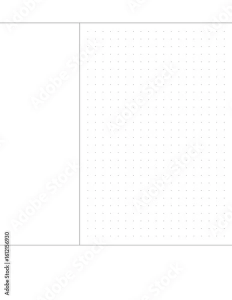 Fototapeta A printable Cornell Notes layout in actual US Letter size (8.5x11 inch), ideal for students, journaling, and academic note-taking. Minimalist and aesthetic design.
