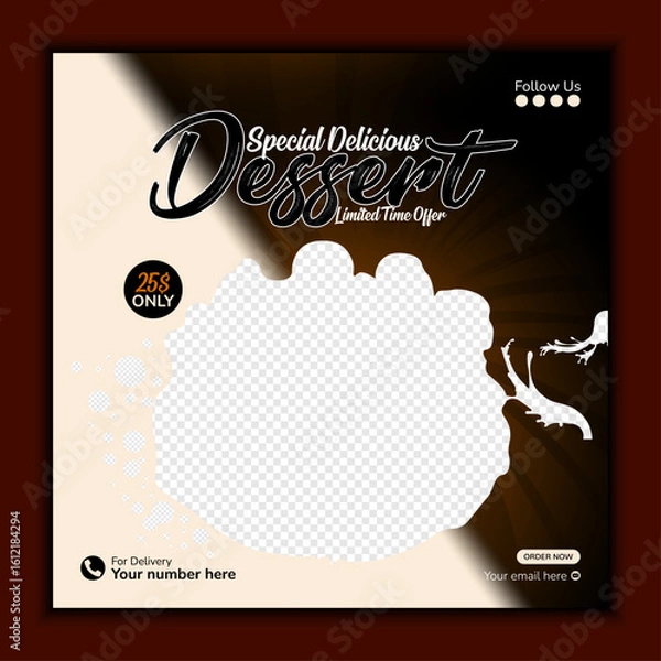 Obraz Spatial delicious dessert design template for social media post