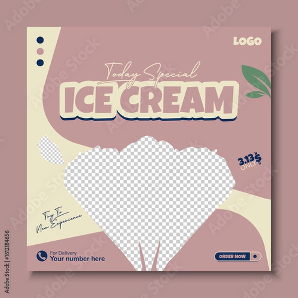 Obraz Social media post design template for a food menu and ice cream store