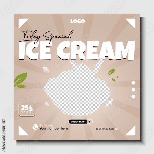 Obraz Delicious ice cream template for social media posts.