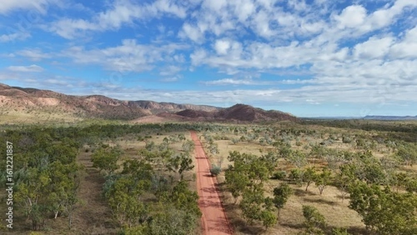 Obraz Aerial drone view of Outback roads close to Kununurra in Western Australia