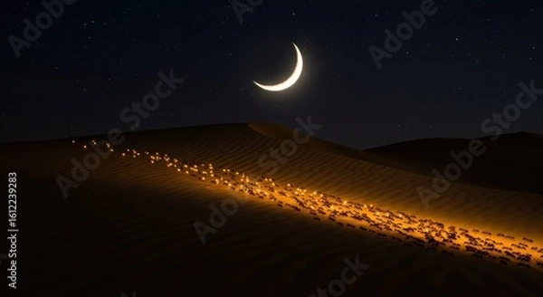 Fototapeta Desert moonlit path
