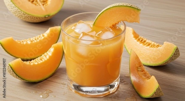 Fototapeta Refreshing cantaloupe juice