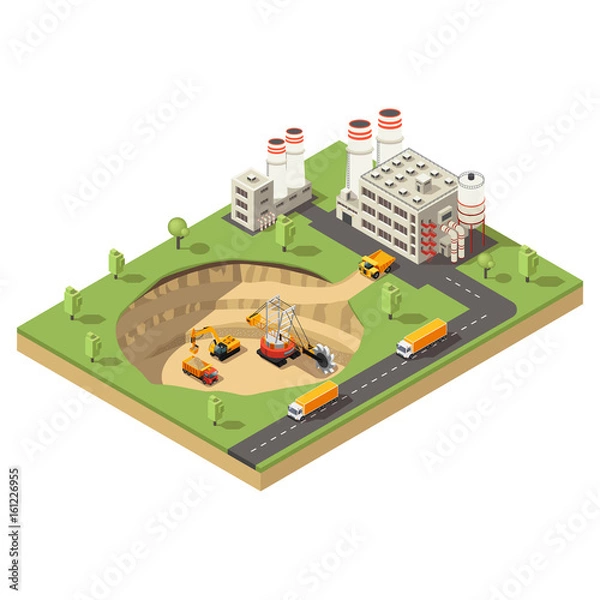 Obraz Isometric Mining Industry Template