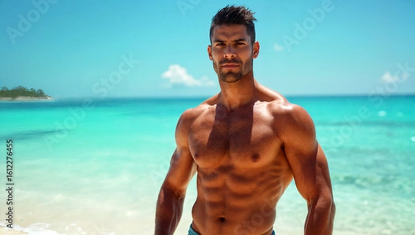 Obraz handsome young man on beach