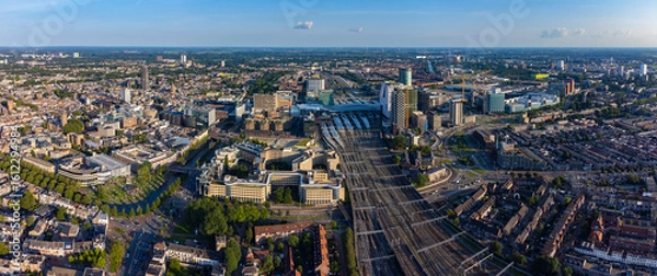 Fototapeta Aerial view of the city Utrecht in the netherlands on a sunny day in summer