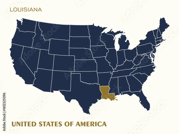 Fototapeta USA Map Vector Highlighting Louisiana State
