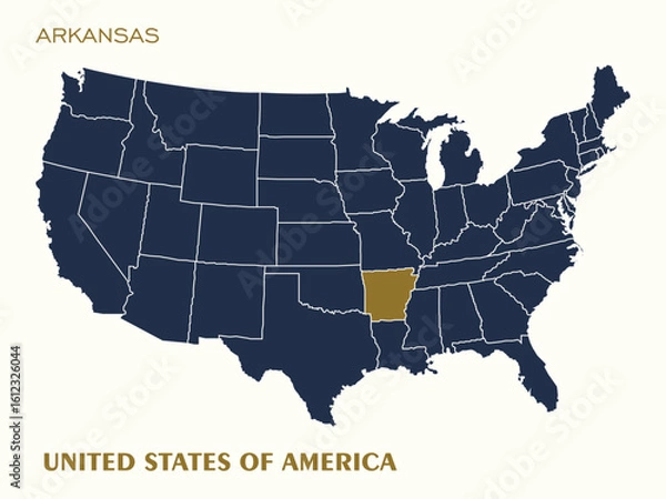 Fototapeta USA Map Highlighting Arkansas Vector