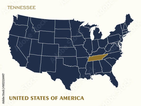 Fototapeta USA Map Vector Highlighting Tennessee State