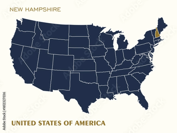 Fototapeta USA Map Vector Highlighting New Hampshire