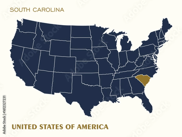 Fototapeta USA Map Vector Highlighting South Carolina