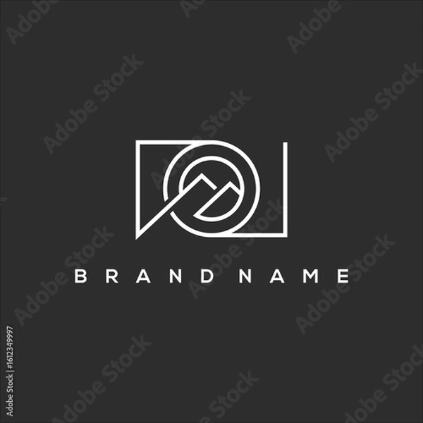 Obraz line art camera with mountain logo vector