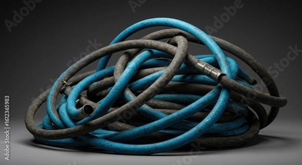 Fototapeta Tangled blue hoses