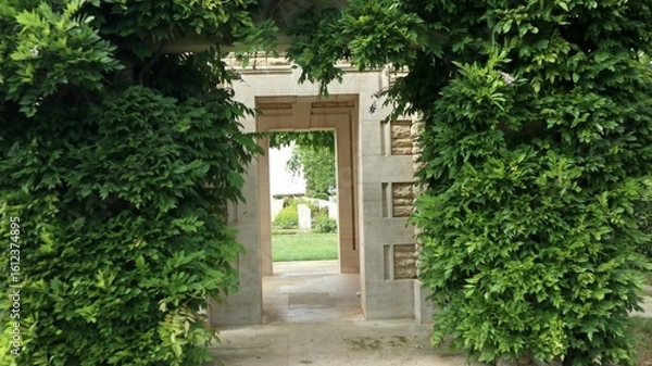 Fototapeta Dieppe Canadian War Cemetery in Normandy, France of soldiers from World War II who died on D-Day.                
