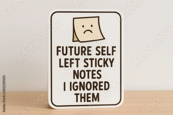 Fototapeta Future self leaving sticky notes that i ignored, funny advice from the future