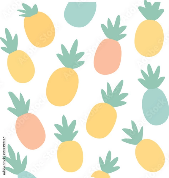 Obraz Cheerful Pastel Pineapple Pattern Design.