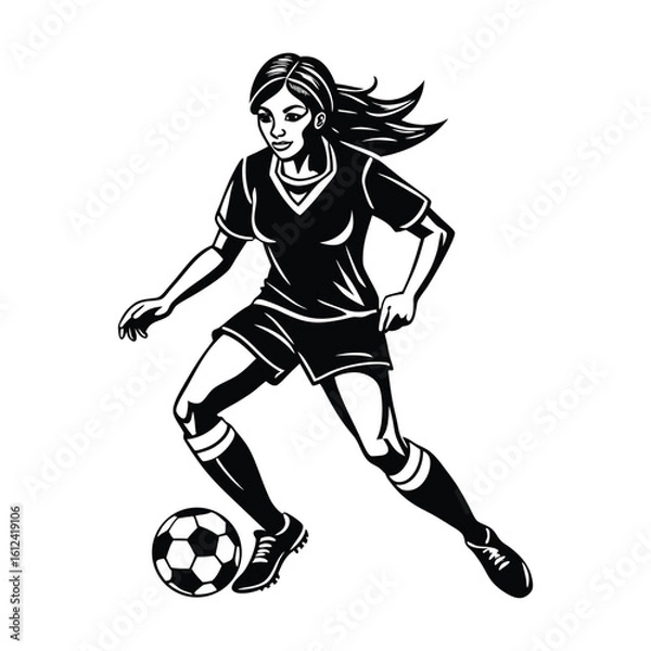 Obraz Female Soccer Player Silhouette