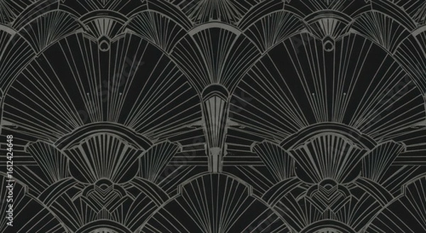 Obraz Dark, repeating art deco design
