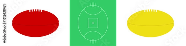 Fototapeta Australian Rules Football, Footy, Vector Set With Two Balls and a Field.