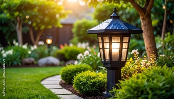 Obraz Garden lamp at sunset