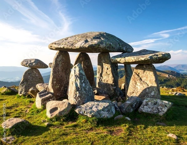 Fototapeta Ancient stone structures on a hilltop