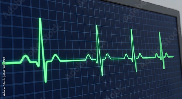 Fototapeta Monitoring heartbeat medical data visualization hospital setting digital display clinical environment close-up view