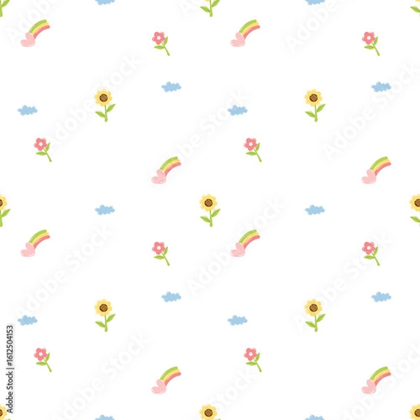 Obraz Seamless Pixel Art Floral Pattern on Black