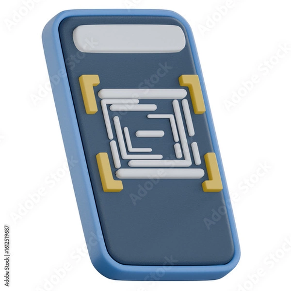 Fototapeta QR code scanner 3d icon colorful style