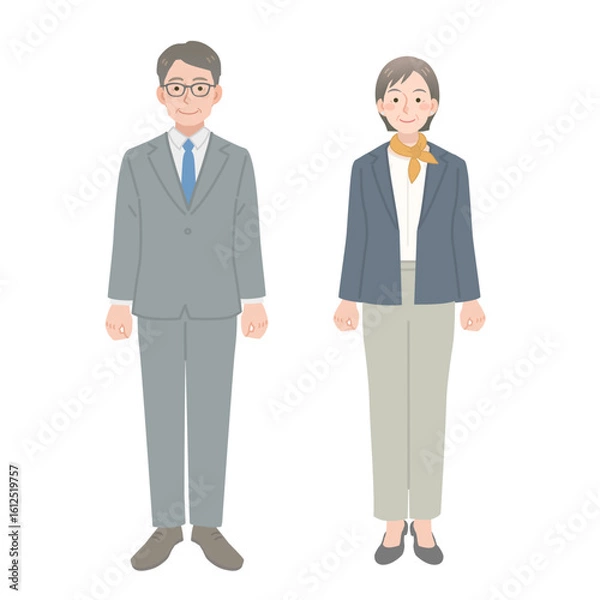 Obraz スーツを着た中年の男女