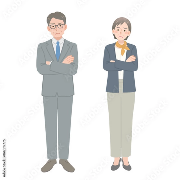 Obraz 悩んでいる中年ビジネスマンの男女