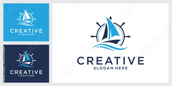 Fototapeta Sailboat vector logo design concept