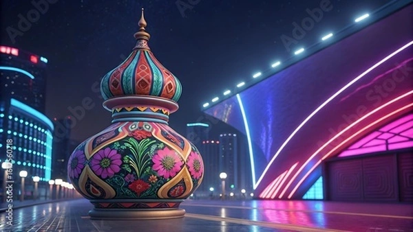 Fototapeta 3d render of colorful deatailed shape dynamic