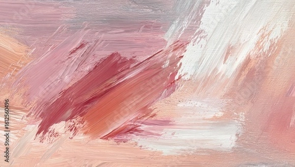 Fototapeta Abstract painting in muted pinks, creams, and greys