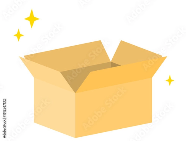 Obraz 段ボール箱を開封するシーンのイラスト